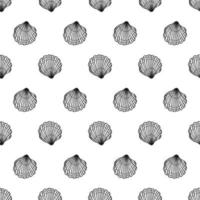 Seamless pattern with seashells. Marine background.  Hand drawn vector illustration in sketch style. Perfect for greetings, invitations, coloring books, textile, wedding and web design