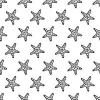 Seamless pattern with starfishes. Marine background.  Hand drawn vector illustration in sketch style. Perfect for greetings, invitations, coloring books, textile, wedding and web design