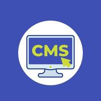 cms, icono plano de vector de gestión de contenido