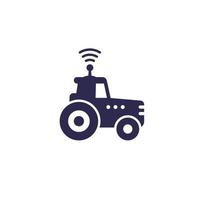 autonomous tractor, agrimotor icon on white vector