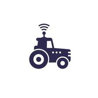 Tractor autónomo, icono agrimotor en blanco vector