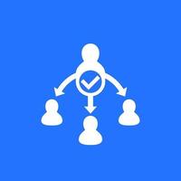 delegate, task delegation, white vector icon