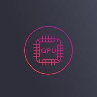 GPU, graphic chipset linear icon vector