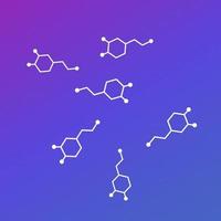 dopamine molecules, neurotransmitters, hormone of happiness vector