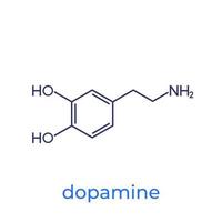 Molécula de dopamina en blanco, vector