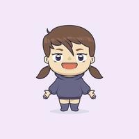 Cute and kawaii chibi girl character vector