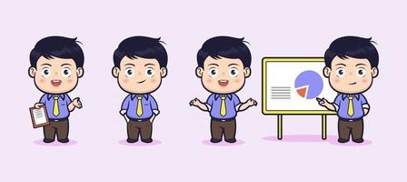 Cute businessman in poses character design