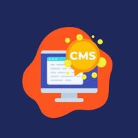 icono de cms, sistema de gestión de contenido, diseño vectorial plano vector