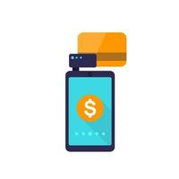 mobile terminal, payments with card and phone vector illustration