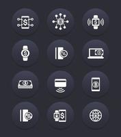 modern payment methods, internet banking icons set vector