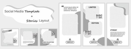 Set of Editable minimal square banner template. Colorful background color with stripe line shape. Suitable for social media post and web internet ads vector