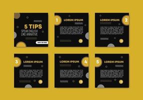 Set collection of editable minimal square banner template. Black and yellow background color. Suitable for social media post and web internet ads. Vector illustration with sample text