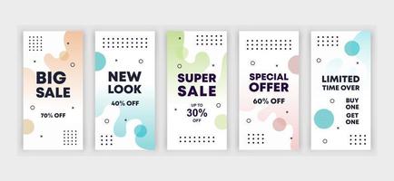 Banners bundle kit set of social media ig story. Mock up for personal blog or shop. Geometric stories sale background. Layout for promotion. Vector illustration with pastel colorful template