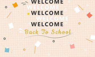 welcome back to school background with school item vector