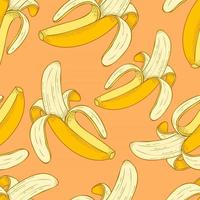 Banana Fruit Hand Drawn Vector Illustration Seamless Pattern
