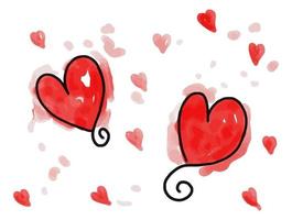 Watercolor Love Heart Doodles vector