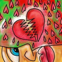 Watercolor Broken Hearted Painting vector