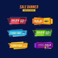 Descuento de banner de gran venta moderno solo hoy para promoción comercial, póster colorido y divertido y plantilla de volante. colección de conjunto de vectores