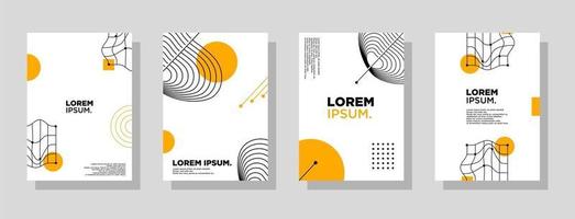 Set of neo memphis geometric style covers. Collection of cool bright covers. Abstract aesthetic line linear shapes compositions Vector. vector