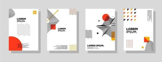 Set of neo memphis geometric style covers. Collection of cool bright covers. Abstract aesthetic line linear shapes compositions Vector. vector