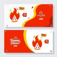 pizza pizzeria flyer vector set collection cartoon banner web ui ux ads illustration background with sausage icon, promotion for website homepage