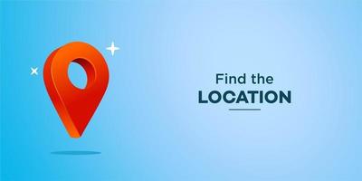 Pin location vector 3d, web banner with map location icon symbol with blank copy space in realistic Illustration