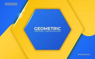 Fondo geométrico abstracto azul y amarillo. Ilustración de vector de banner 3D.