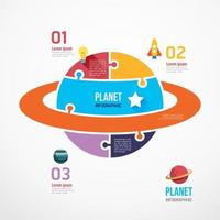 Planet shape jigsaw banner. Concept Design infographic Template vector illustration