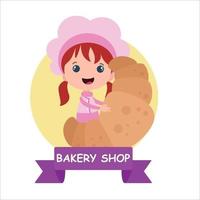 bakery shop girl character vector template design illustration