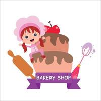 bakery shop girl character vector template design illustration