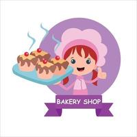 bakery shop girl character vector template design illustration