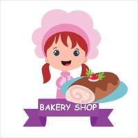 bakery shop girl character vector template design illustration