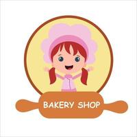bakery shop girl character vector template design illustration