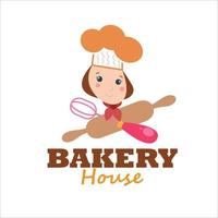 bakery shop girl character vector template design illustration