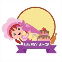 bakery shop girl character vector template design illustration