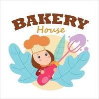 bakery shop girl character vector template design illustration