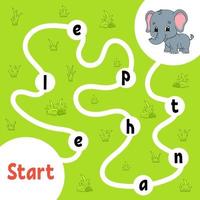 Logic puzzle game. Learning words for kids. Find the hidden name. Education developing worksheet. Activity page for study English. Game for children. Isolated vector illustration. Cartoon style.