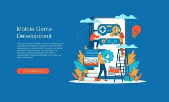 Mobile game development vector illustration concept template background isolated