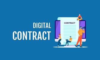 digital contract job vector illustration concept template design background can be use for presentation web banner UI UX landing page