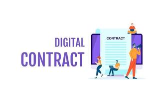 digital contract job vector illustration concept template design background can be use for presentation web banner UI UX landing page