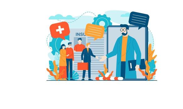 Insurance vector illustration concept agent template background isolated can be use for presentation web banner UI UX landing page