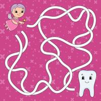 Maze. Game for kids. Funny labyrinth. Education developing worksheet. Activity page. Puzzle for children. Cute cartoon style. Riddle for preschool. Logical conundrum. Color vector illustration.