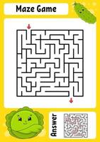 Maze. Game for kids. Funny labyrinth. Education developing worksheet. Activity page. Puzzle for children. Cute cartoon style. Riddle for preschool. Logical conundrum. Color vector illustration.