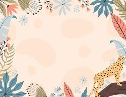 Tropical cheetah background, with hand drawn illustrations. vector