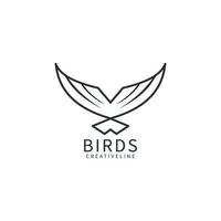 plantilla de diseño de logotipo de línea de aves, ilustración de icono vector