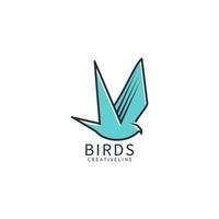 Bird line logo design template, icon illustration vector