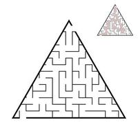 Abstract triangular labyrinth. Game for kids. Puzzle for children. One entrance, one exit. Labyrinth conundrum. Flat vector illustration isolated on white background. With answer.