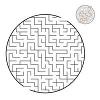 Abstract round maze. Game for kids and adults. Puzzle for children. Labyrinth conundrum. Flat vector illustration isolated on white background. With the correct answer.