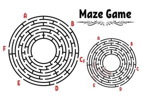 Abstract round maze. Game for kids. Puzzle for children. Labyrinth conundrum. Flat vector illustration isolated on white background. With answer. Vintage style