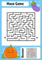 Maze. Game for kids. Funny labyrinth. Education developing worksheet. Activity page. Puzzle for children. Cute cartoon style. Riddle for preschool. Logical conundrum. Color vector illustration.